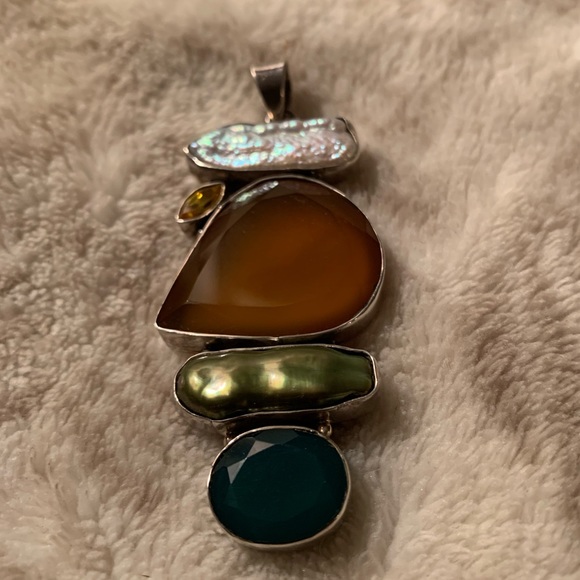 Sterling Silver Multicolor Stone Pendant with Citrine - Picture 5 of 5